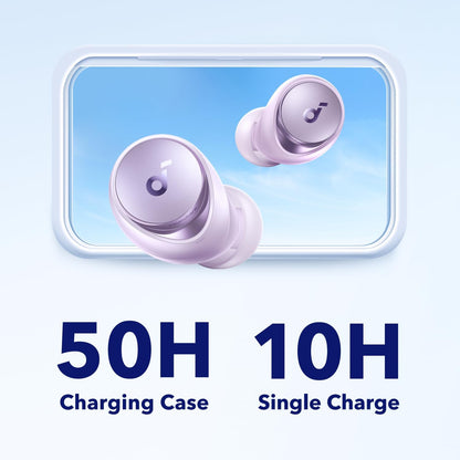 soundcore by Anker Space A40 Auto-Adjustable Active Noise Cancelling Wireless Earbuds, Reduce Noise by Up to 98%, 50H Playtime, Hi-Res Sound, Comfortable Fit, App Customization, Wireless Charge (Blue) | Reduce Noise by Up to 98%, Ultra Long 50H Playtime,