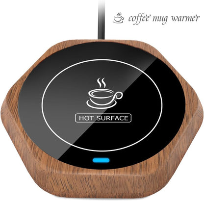Coffee Mug Warmer: Smart Beverage Heating Plate Candle Wax Cup Warmer Electric Thermostat Coaster for Hot Coffee Milk Tea Water Cocoa Desk Home Office Use (R1 Black)
