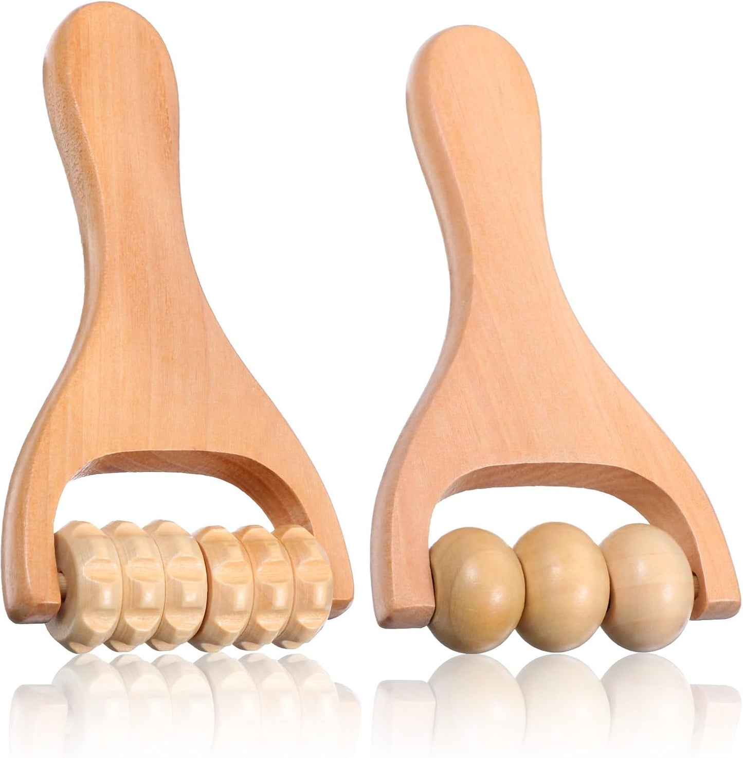 2Pcs Wooden Massage Roller, Handheld Wood Massage Tools | Wood Roller for Back Leg Foot Muscle Relief