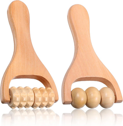 Telooco 2Pcs Wooden Massage Roller, Handheld Wood Massage Tools