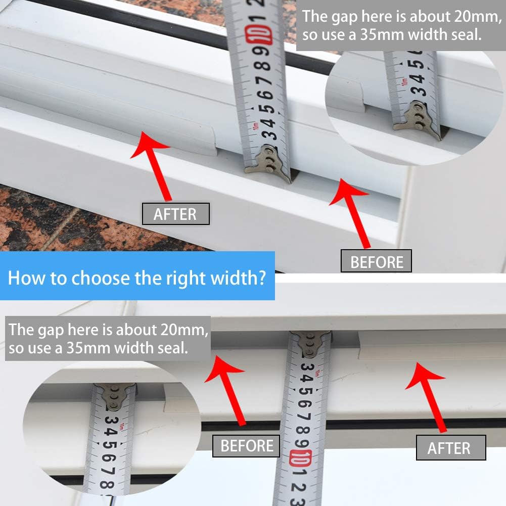 TAROSE Weather Stripping Door Seal, 33 Feet Long Transparent (Width 25mm) | Shower Door Seal Strip, Adhesive Silicone Tape, Door Draft Stopper, Blocks Drafts and Noise, for Doors & Windows
