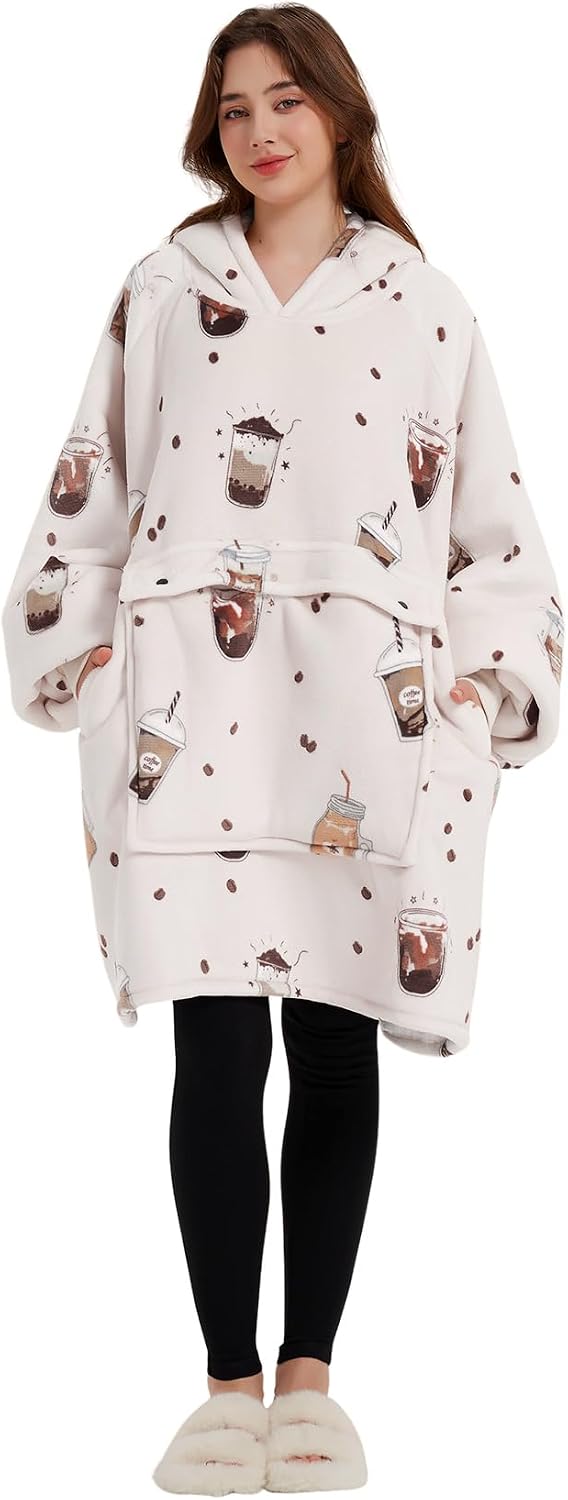 Wearable Blanket Hoodie for Adults With Pocket Strawberry Hoodie | Sherpa, Fuzzy Blanket Hoodie, Oversized Sweatshirt Blanket, Kangaroo Pouch, Cute Birthday Gifts for Sister, Cute Stuff