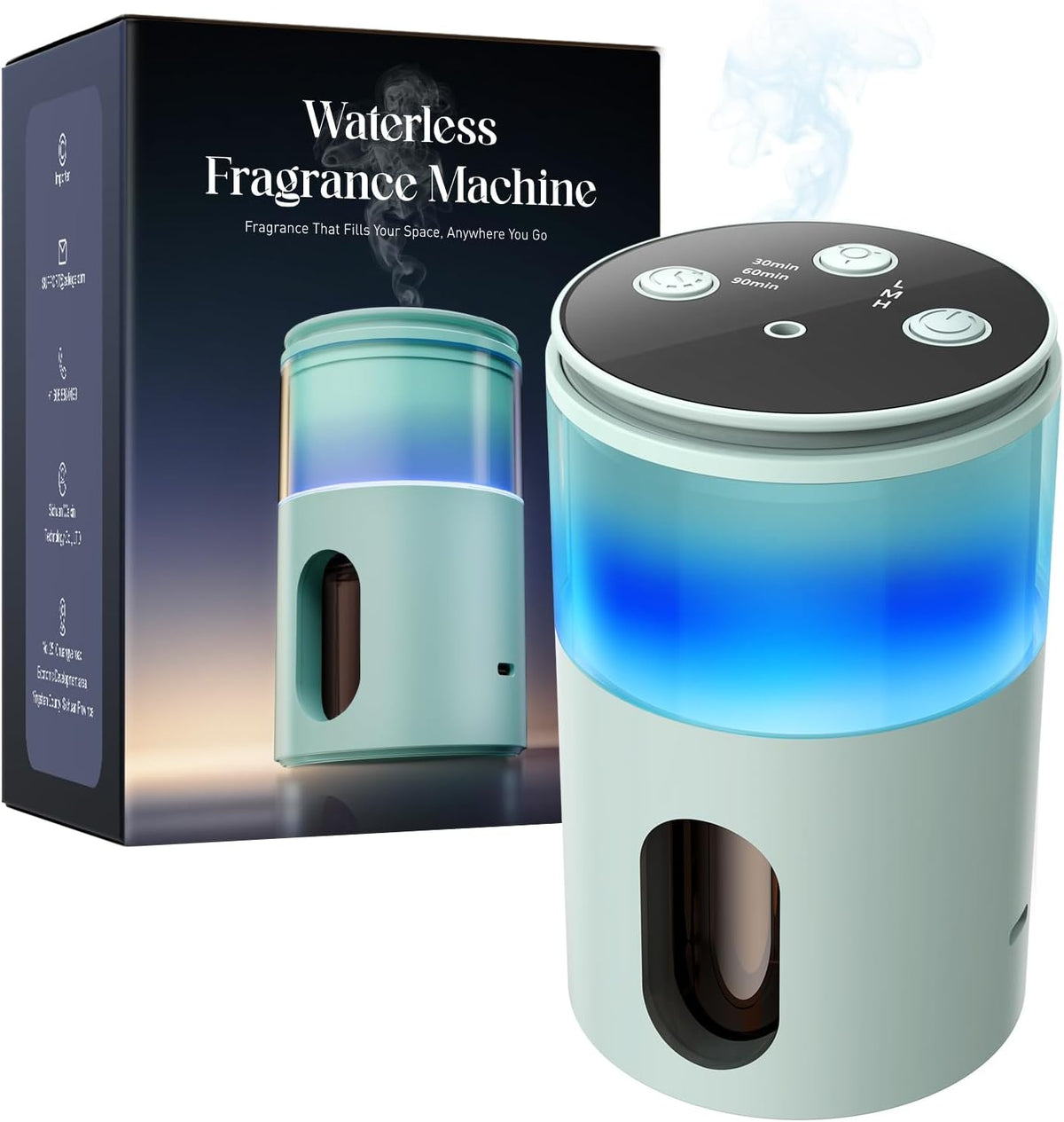 Waterless Essential Oil Diffuser: 𝟗-𝐂𝐨𝐥𝐨𝐫 𝐋𝐄𝐃 for Home