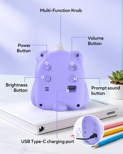 Visual Timer for Kids, 100 Min, Rechargeable Countdown Timers, Adjustable Sound Alert, Adjustable Brightness, Productivity Timers for ADHD, Silent Operation, Desk Time Management Tool for Toddler