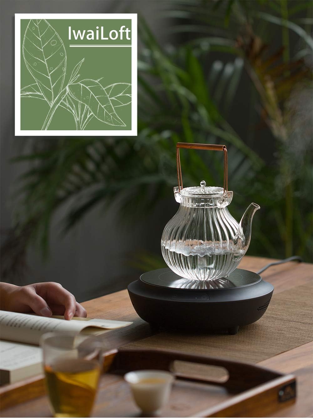 Stovetop Safe Glass Teapot with Removable Infuser Fine Borosilicate Tea Pot perfect for Fruit Flowering Tea Canister Premium Quality Tea Kettle Gift IW-G086 (25OZ, LINE)