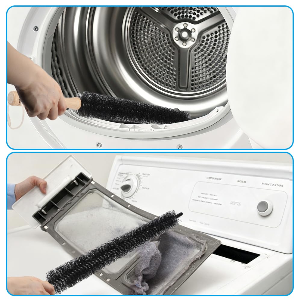 Picowe 2 Pack Magnetic Lint Bin for Dryer, 6X5 Inch Flip Top Lint Collector with Long Brush for Laundry Room, Strong Magnetic Trash Can for Dryer Lint, Wall Mount Lint Holder (White)