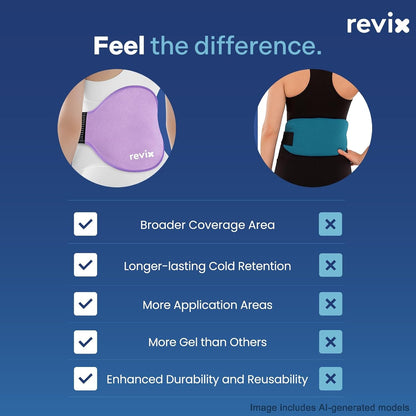 REVIX Extra Large Lower Back Ice Pack Wrap, 2 Pack Gel Wrap for Lumbar | Reusable Cold Gel for Sciatica & Waist Relief, 13.4 x 11 in, Hands-free Lumbar Wrap for Men & Women, Blue