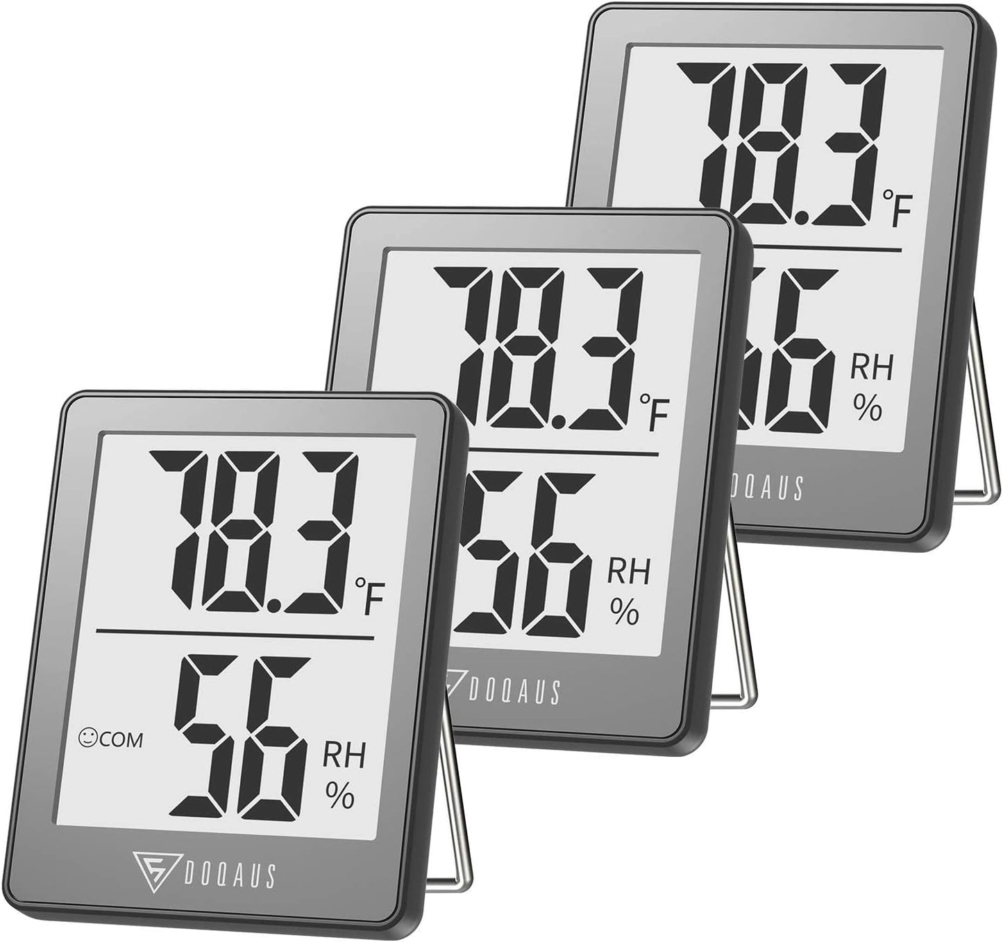 DOQAUS 3 Pack Digital Hygrometer Indoor Thermometer Humidity Monitor Black | Humidity Meter Mini Hygrometer with Accurate Temperature and Humidity Monitor for House, Baby Room, Greenhouse, Incubator