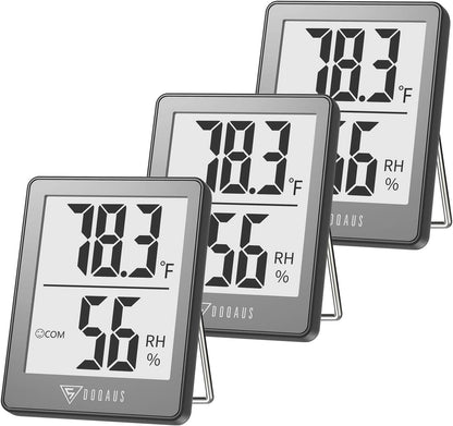 DOQAUS 3 Pack Digital Hygrometer Indoor Thermometer Humidity Monitor Black | Humidity Meter Mini Hygrometer with Accurate Temperature and Humidity Monitor for House, Baby Room, Greenhouse, Incubator
