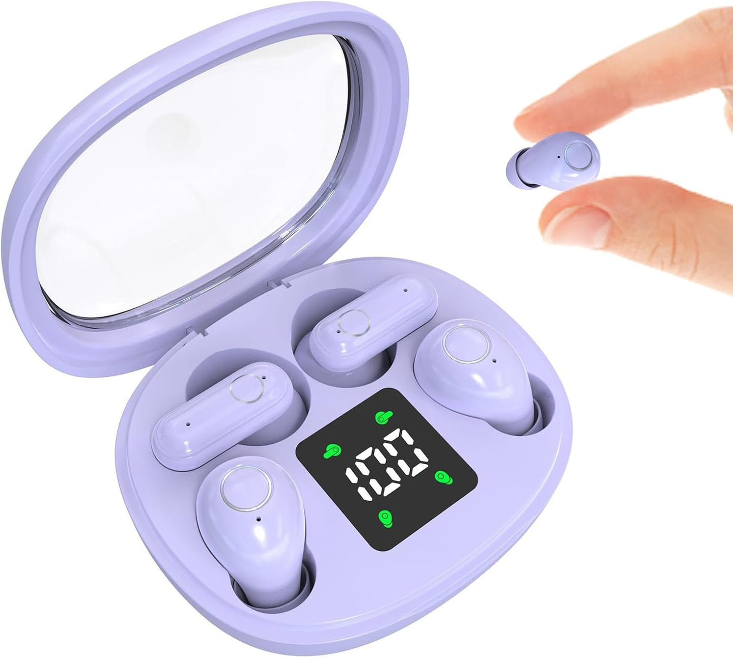 Mini Wireless Sleep Earphones, Designed for Side Sleepers – Invisible Flat Earbuds, Comfortable for Small Ears, Discreet in-Ear Design, Skin-Friendly, Ideal for Women and Work Use (Black)