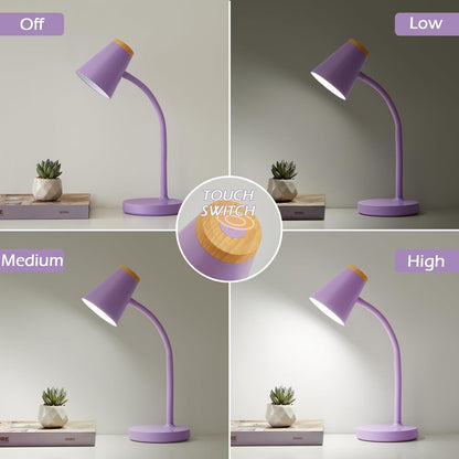 EJIAXIN Clip on Desk Lamp for Home Office - Small LED Touch Dimmable Reading Light for College Dorm Room - Adjustable Flexible Gooseneck Clamp Light Table Lamp for Bedside Bedroom Bed Headboard White