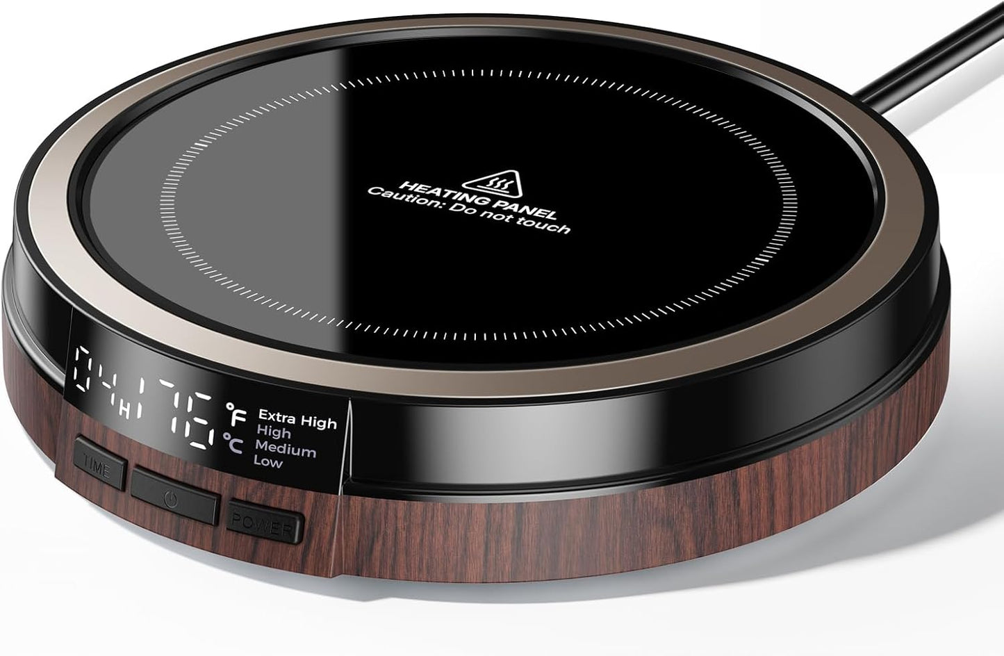 Coffee Mug Warmer for Desk, 50W, Cup Warmer 4 Temps & Timer - Wood | Smart Display; 12H Timer; Auto Shut Off; Fast Heating; Easy-Clean; Candle Warmer Plate; UL Certified Gift for Coffee Lovers