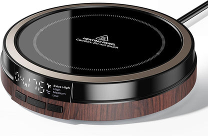 Coffee Mug Warmer for Desk, 50W, Cup Warmer 4 Temps & Timer - Wood | Smart Display; 12H Timer; Auto Shut Off; Fast Heating; Easy-Clean; Candle Warmer Plate; UL Certified Gift for Coffee Lovers