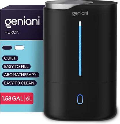 GENIANI Cool Mist Air Humidifiers for Bedroom, Plants, and Large Rooms - Quiet Humidifiers for Baby Room with Auto Shut Off & Night Light (3.9L, White)