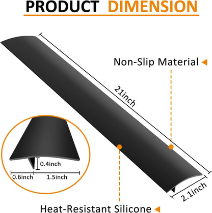 2 Pack Silicone Stove Counter Gap Covers, Heat Resistant Stove Gap Filler | Rolett 21 Inch Black stove guard for counter, Easy to Clean