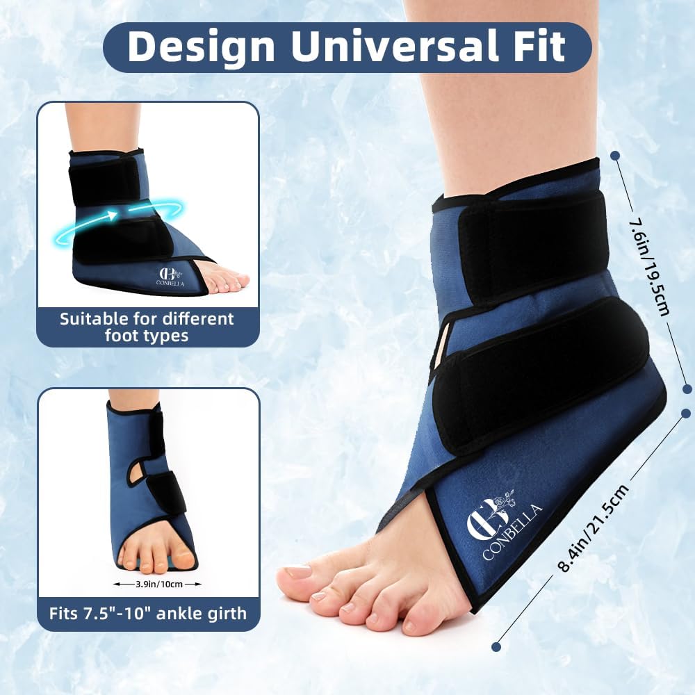 Ankle Ice Pack Wrap, Hot Cold Compress for Pain Relief, Purple | Reusable Cold Compress Sleeve for Sprains, Hot Cold Therapy - for Instant Recovery with Strap & Gel Packs