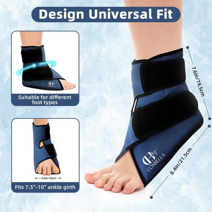Ankle Ice Pack Wrap, Hot Cold Compress for Pain Relief, Purple | Reusable Cold Compress Sleeve for Sprains, Hot Cold Therapy - for Instant Recovery with Strap & Gel Packs
