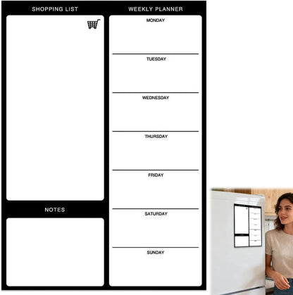 Magnetic Weekly Meal Planner, Fridge Dry Erase Menu Board (A) | 8 x 12 inch dry erase whiteboard with strong magnetic backing for weekly menus, notes, grocery lists, families and roommates