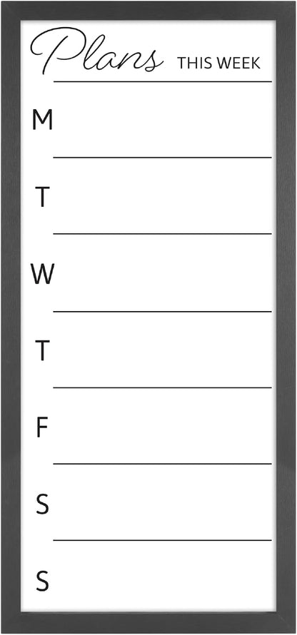 MCS Dry Erase Weekly Meal Planner Black Framed Calander Whiteboard, 11x24 | Dry Erase Weekly Meal Planner Black Framed Calander Whiteboard Frame, 11x24 Inch