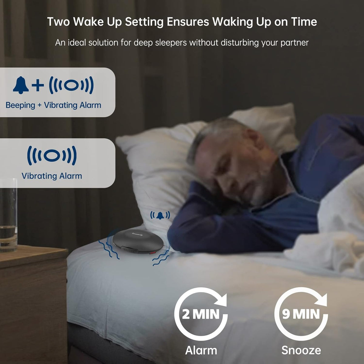 DreamSky Vibrating Alarm Clock for Heavy Sleepers Adults Under Pillow