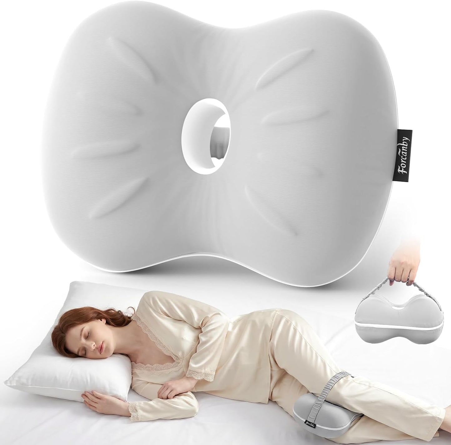Knee Pillow for Side Sleepers - Smooth Spine Alignment Pillow, Memory Foam Knee Pillows for Back Hip Pain, Spine Aligning, Sciatica, Surgery Recovery, Pregnancy