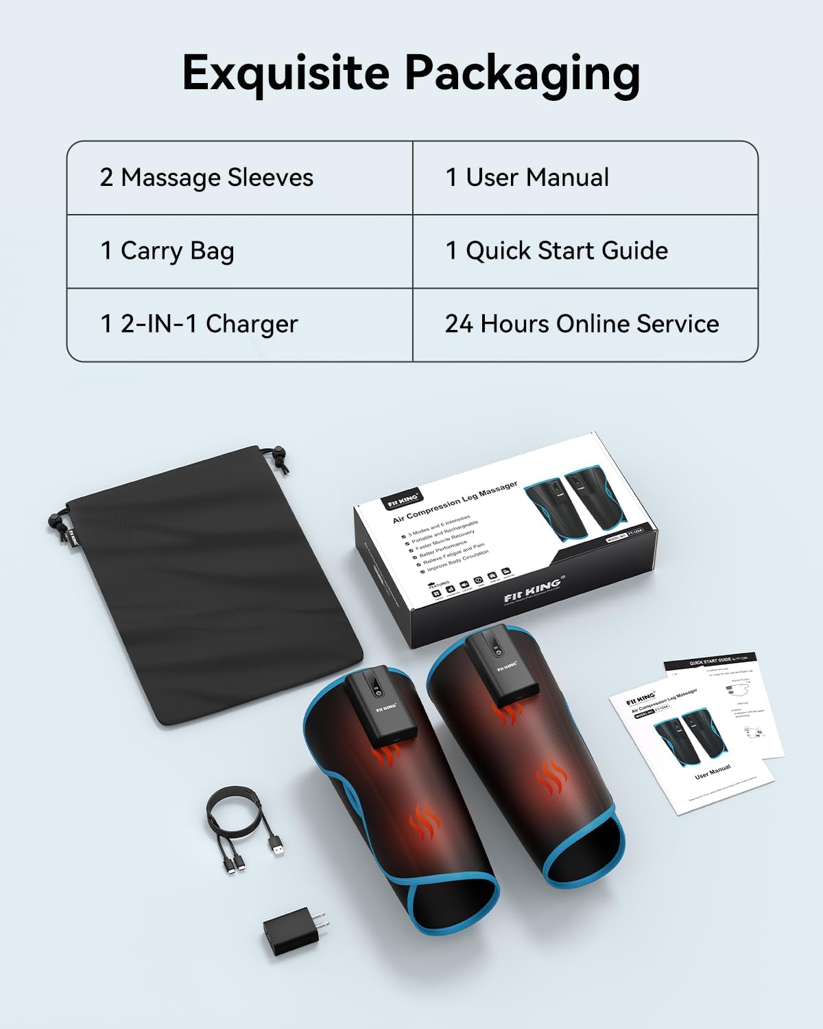 FIT KING Cordless Calf Compression Massager for Circulation and Pain Relief