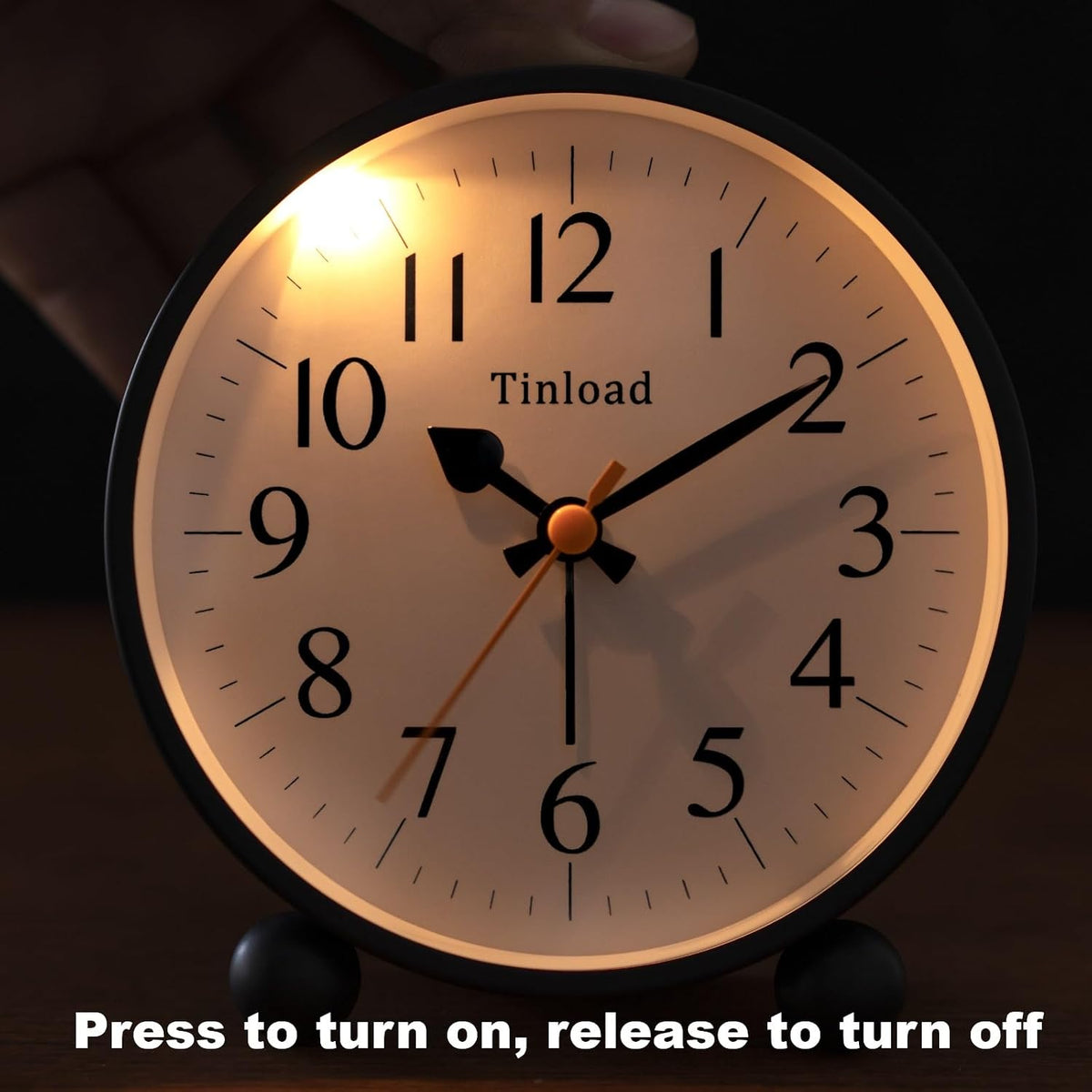 Tinload 4.5" Vintage Retro Analog Alarm Clock, Super Silent Non Ticking Small Clock with Manual Light, Snooze, Battery Operated, for Living Room, Bedroom, Bedside, Desk(Blue)