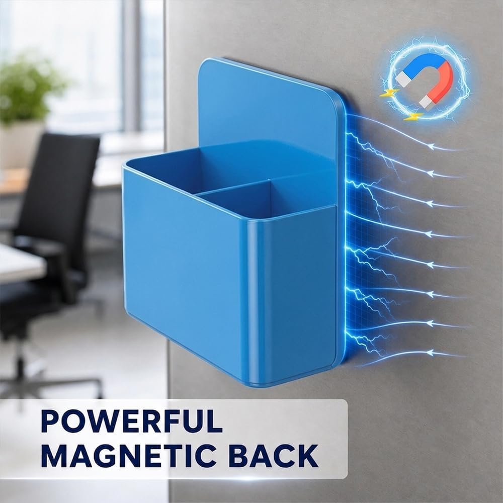 Magnetic Pencil Pen Holder, 2 PCS Magnetic Dry Erase Marker Holder for Whiteboard, Black White Magnet Storage Pencil Cup Case Fridge Organizers Locker Accessories for Office School Teacher Must Haves