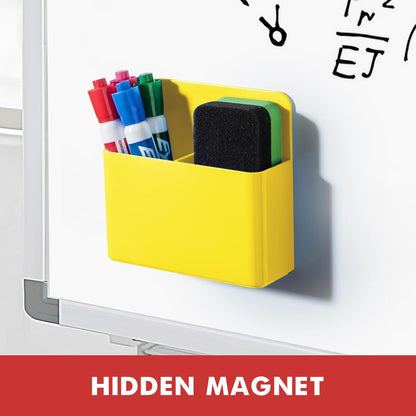 BEYGORM Plastic Magnetic Pen Holder, Powerful Magnet, 2 Pack | Classroom Must Haves, Dry Erase Marker Holder for Whiteboard, School Locker Organizer, Pencil Cup for Refrigerator(Black)