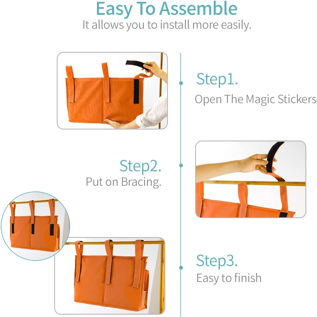 Bseash Bunk Bed Organizer, Bedside Caddy Hanging Bed Organizer Storage Bag 8 Pockets, for College Dorm Rooms Bed, Hospital Bed, Baby Bed Rails, 600D Oxford Cloth