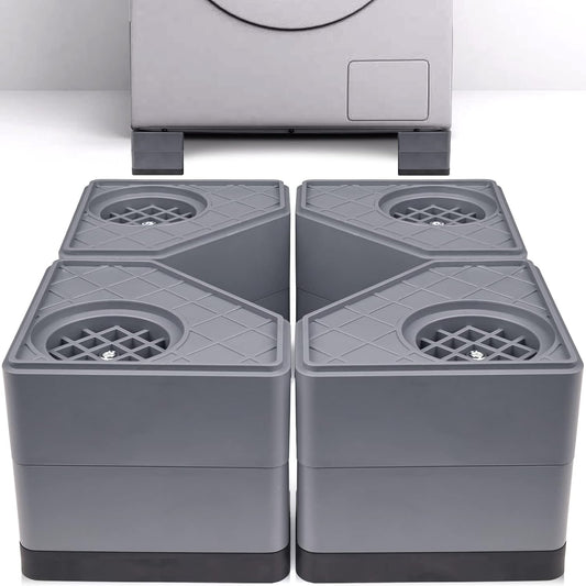 HUAKENER Anti Vibration Pad for Washing Machine, Washer and Dryer Pedestals | A set of 4 High Hard Wearing Square Rubber Foot Pads, Noise Cancelling and Shock Support Protects Pedestals