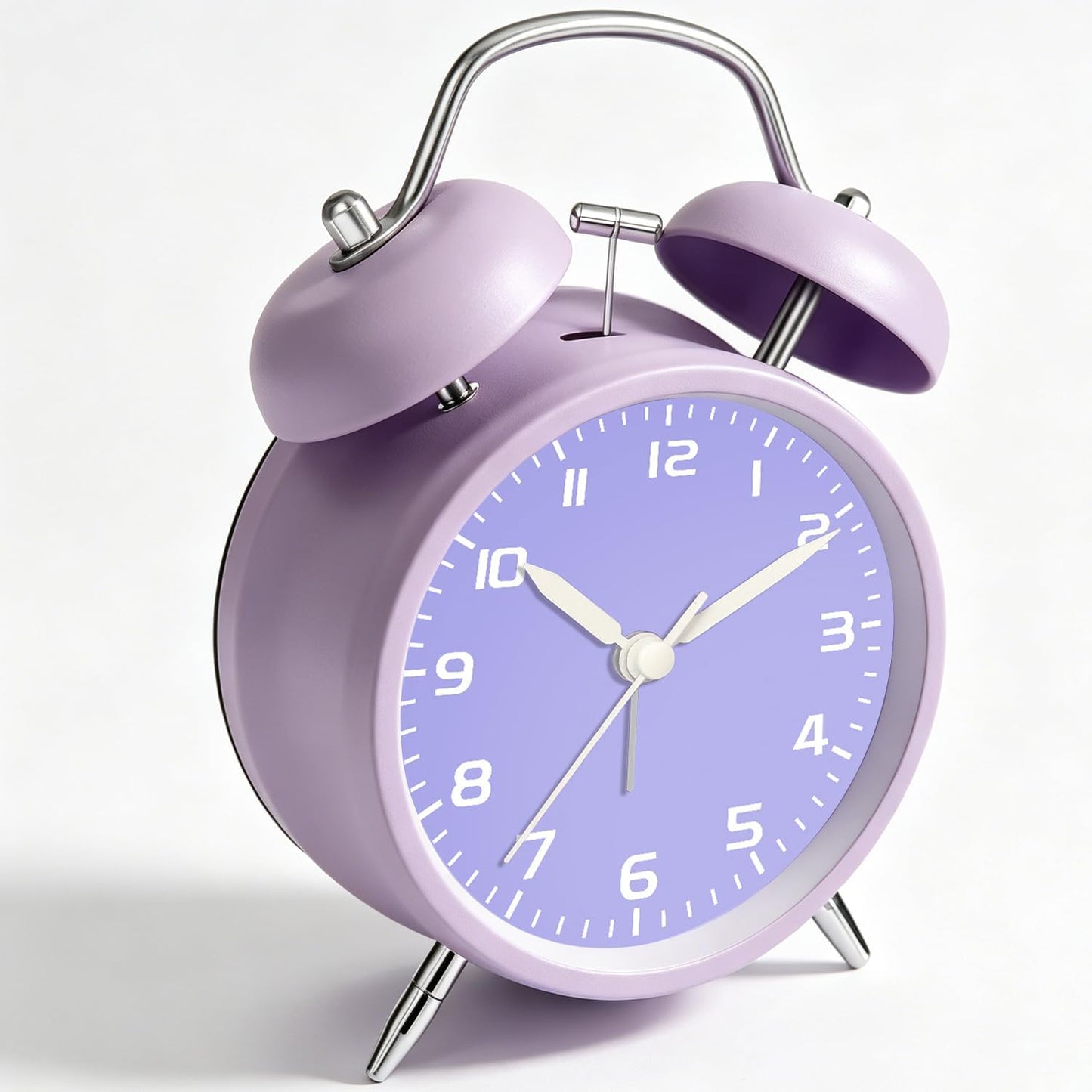 4.5" Metal Loud Alarm Clock for Heavy Sleepers Adults, Analog Battery Operated Alarm Clock with Bells Glow in Dark Numbers, Silent Old School Bedside Desk Clock for Bedroom Office Kids, Black