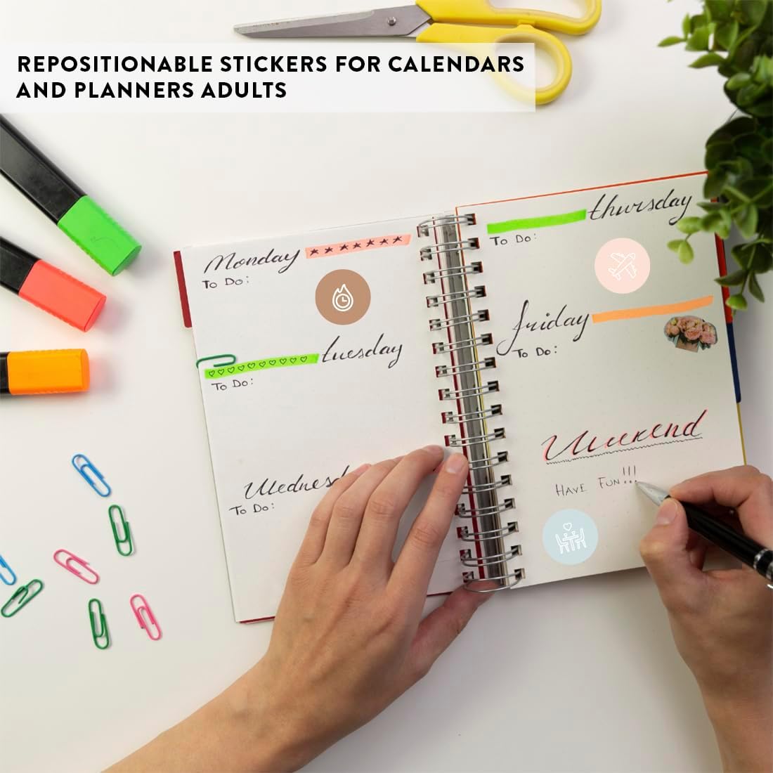 Andaz Press Colorful 7 Days of Week Stickers, Day Week Calendar Stickers for Adults Planner Day Dots Food Labels for Food Containers Date Calendar Planner Stickers Week Day Sticker Labels, 480-Pack