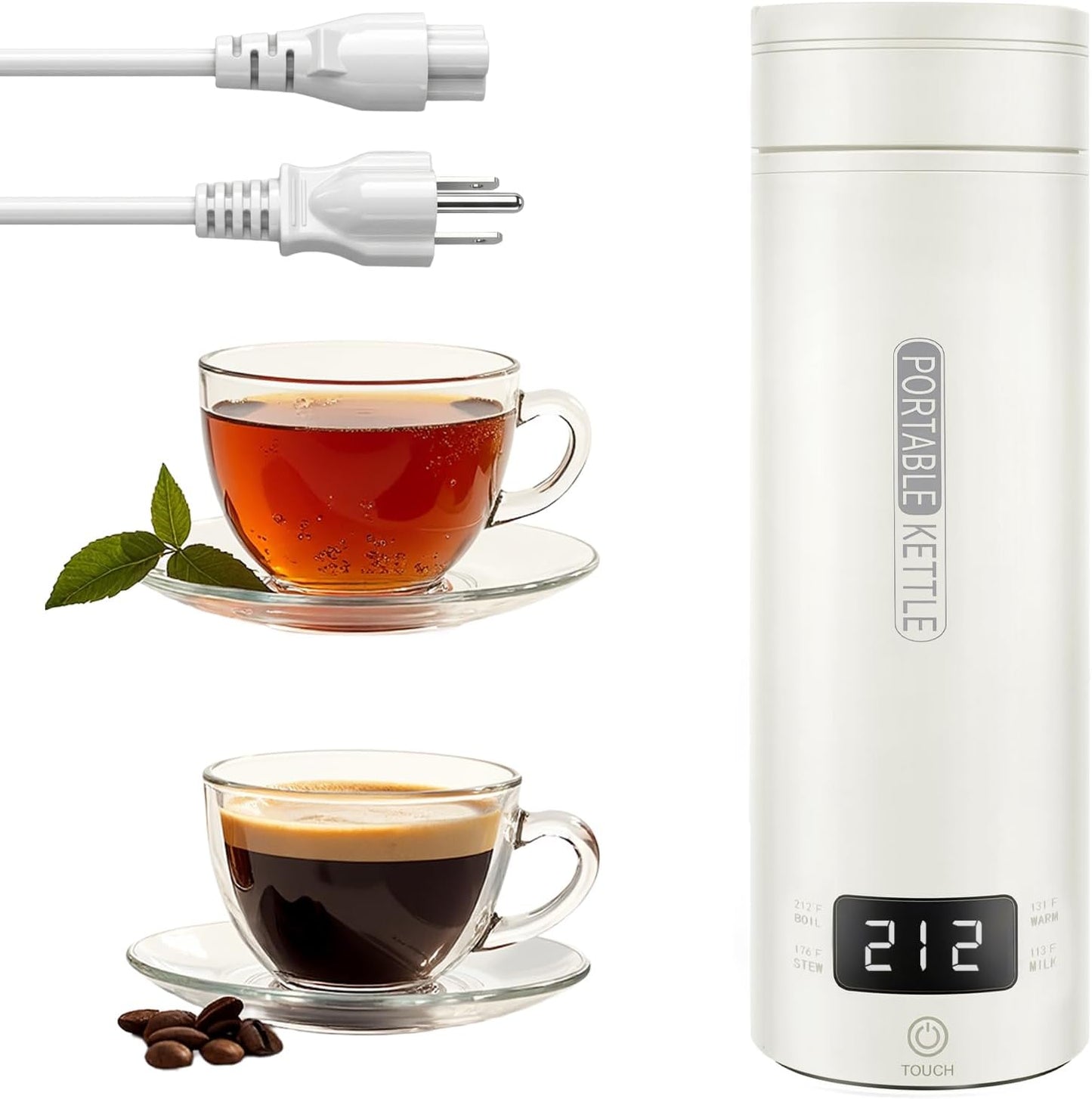 Portable Electric Kettle （120V）, Travel Tea Kettle, 316 Stainless Steel Premium Liner, 4-speed Temperature Adjustment with Auto Shut-off and Boil-Off Protection black