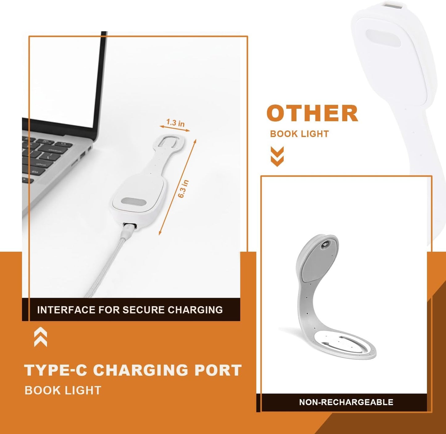 Rechargeable Kids Book Light, Cute Bookmark Reading Light for Kids, Dimmable Portable LED Book Light for Reading in Bed, Eye-Caring Bedtime Reading Lamp for Children & Travel, Brown