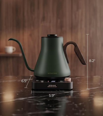 Epeios Electric Kettle, Gooseneck Electric Kettle with ±1°F Temperature Control, 1200W Rapid Heating for Pour Over Coffee & Tea, 304 Stainless Steel Interior, Auto Shut-Off, 0.9L, Black | Rapid Heating, Precision Pour-Over for Coffee & Tea,Smart Hot