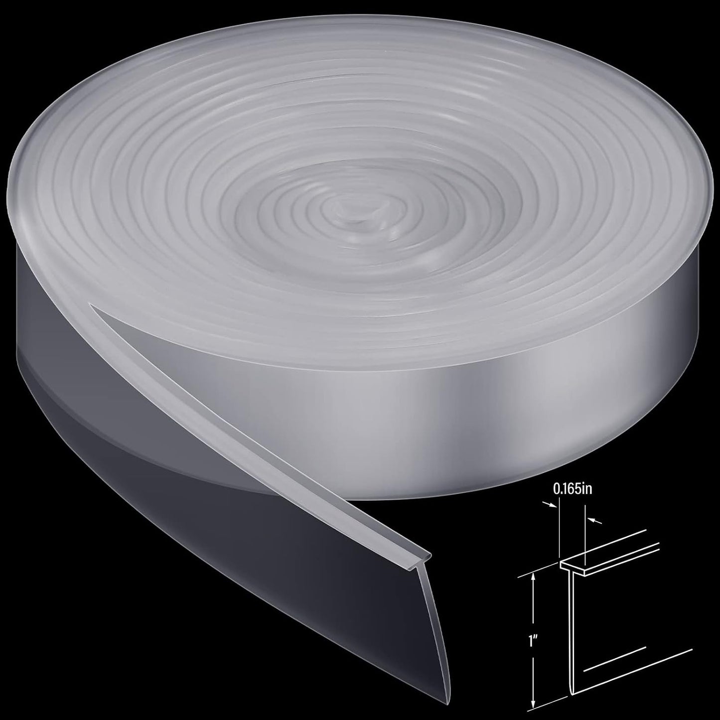 Treela 108-Inch 1" T-Slot Shower Door Seal Strip | Flexible silicone blocks leaks/splashes and replace old, cracked, loose, or missing door sweeps