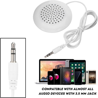 Pillow Speaker for Sleeping, DIY 3.5mm Mini Stereo Speaker Wired for MP3 MP4 Mobile Phone Portable CD, Diameter 2.4in Thickness 0.6in, White