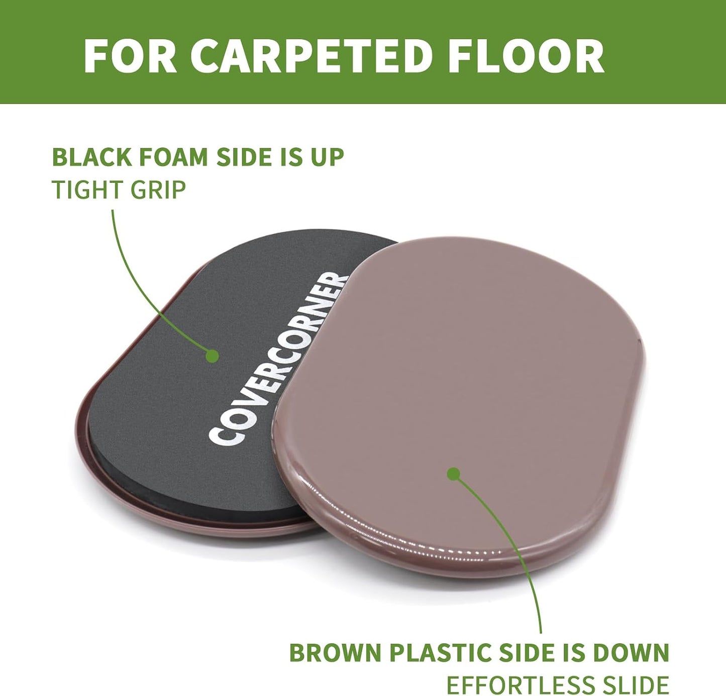 2 in 1 Furniture Sliders, 8 PCS in 3 1/2" or 4", Brown | Furniture Sliders for Hardwood Floors, Furniture Sliders for Carpet, Sliders for Moving Furniture, Furniture Movers Sliders