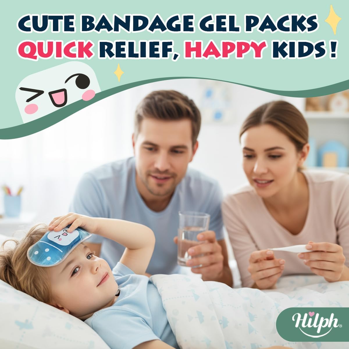 Hilph Kids Ice Packs for Boo Boos, 4 Gel Ice Packs for Injuries Reusable | Cute Soft Gel Cooling Pad, Small Cold Pack for Toddler Baby Childs, Hot Cold Compress for Pain Relief Bumps Bruises Toothache