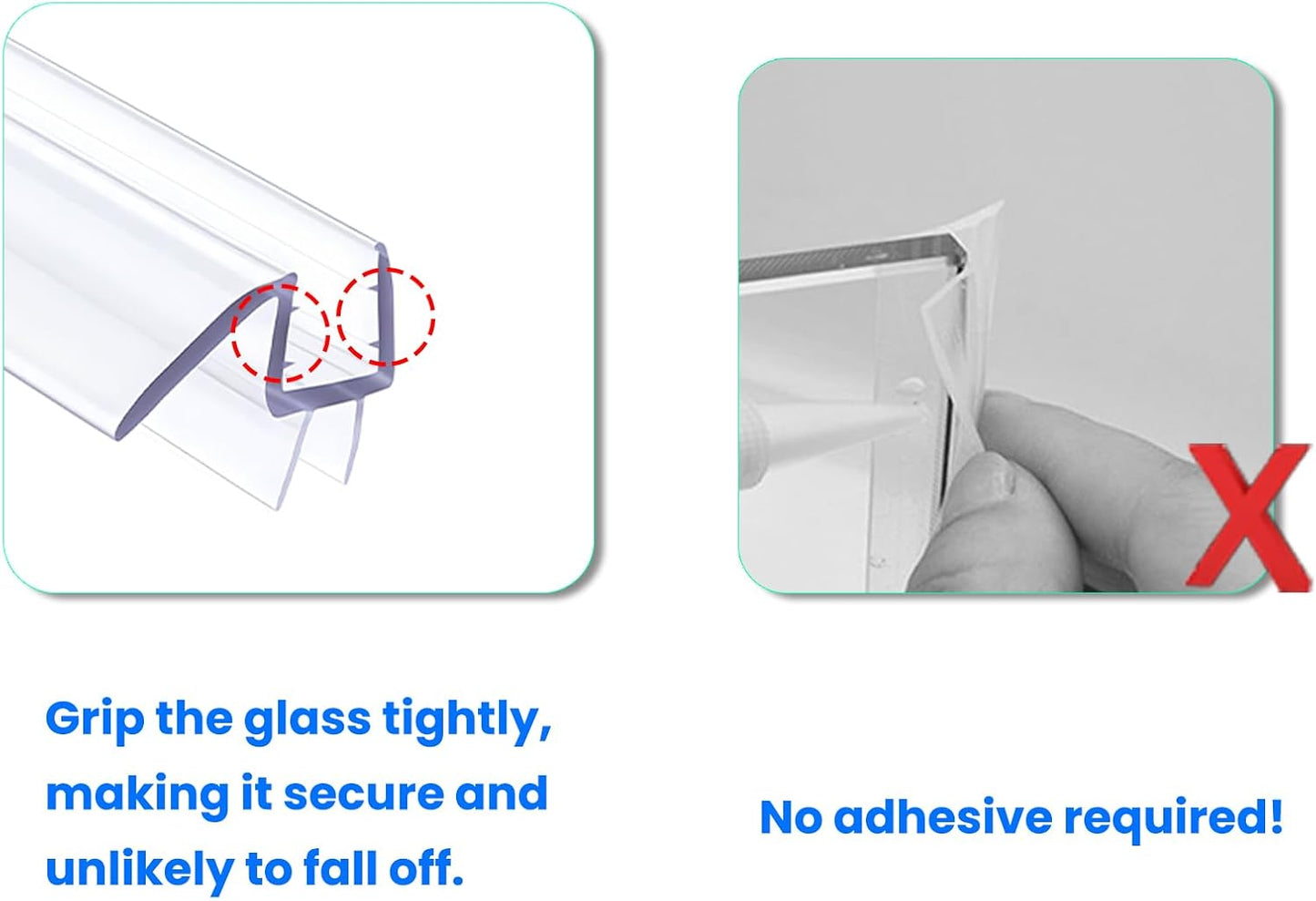 36" Shower Door Bottom Seal Strip for 3/8" (10mm) Glass – Ultra Clear Polycarbonate Shower Door Sweep, Single Pack