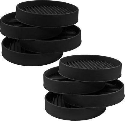 Bonsicoky 8 Pcs 2 Inch Round Rubber Furniture Caster Cups | Non Slip, Anti-Sliding Floor Grip, For Couch Chair Feet, Black