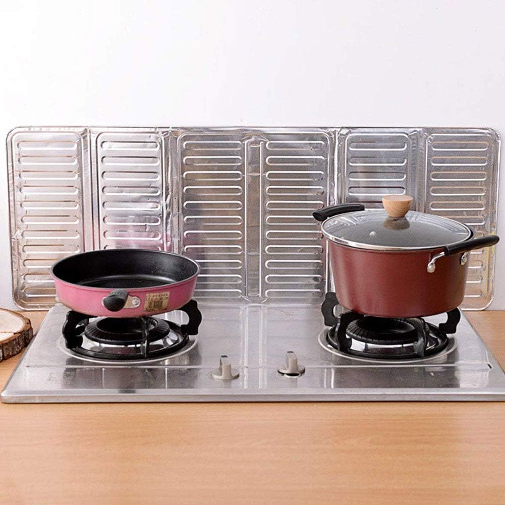 2Pcs Disposable Oil Splash Guard Aluminum Foil Gas Stove Oil Splatter Screen Board Cooking Frying Oil-Proof Splash Kitchen Tool Suitable for kitchen and dining room(Silver)