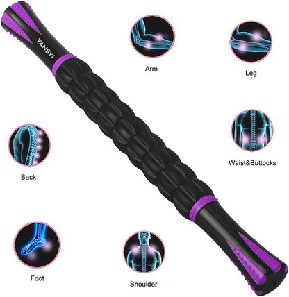 YANSYI Professional 9-Roller Deep Tissue Massage Stick - Portable Muscle Recovery Roller for Athletes, Relieves Post-Workout Soreness & Leg/Back Pain - Portable Physio Tool (Blue 1)