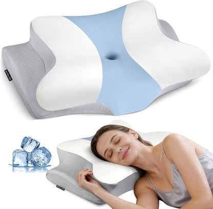 Cervical Pillow for Neck Pain Relief, Ergonomic Neck Pillow for Sleeping | Cooling Memory Foam Pillows for Neck Support,Orthopedic Contour Bed Pillow for Side Back Stomach Sleepers