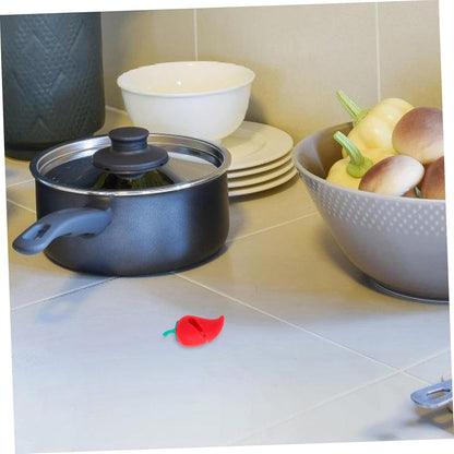 Garneck - Silicone Lid Lifter Rack Creative Pepper Shape Kitchen Spill Stopper Tool for Preventing Boil Overs for Various Pots and Pans