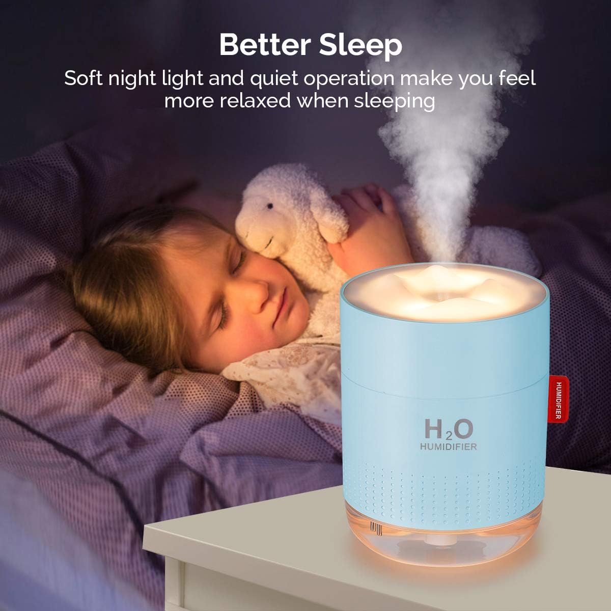 Portable Mini Humidifier, 500ml Small Humidifier for Bedroom Travel, White | USB Personal Cool Mist Humidifier for Baby Room Office Desk Home Plants, Auto Shut-Off, 2 Mist Modes, Super Quiet