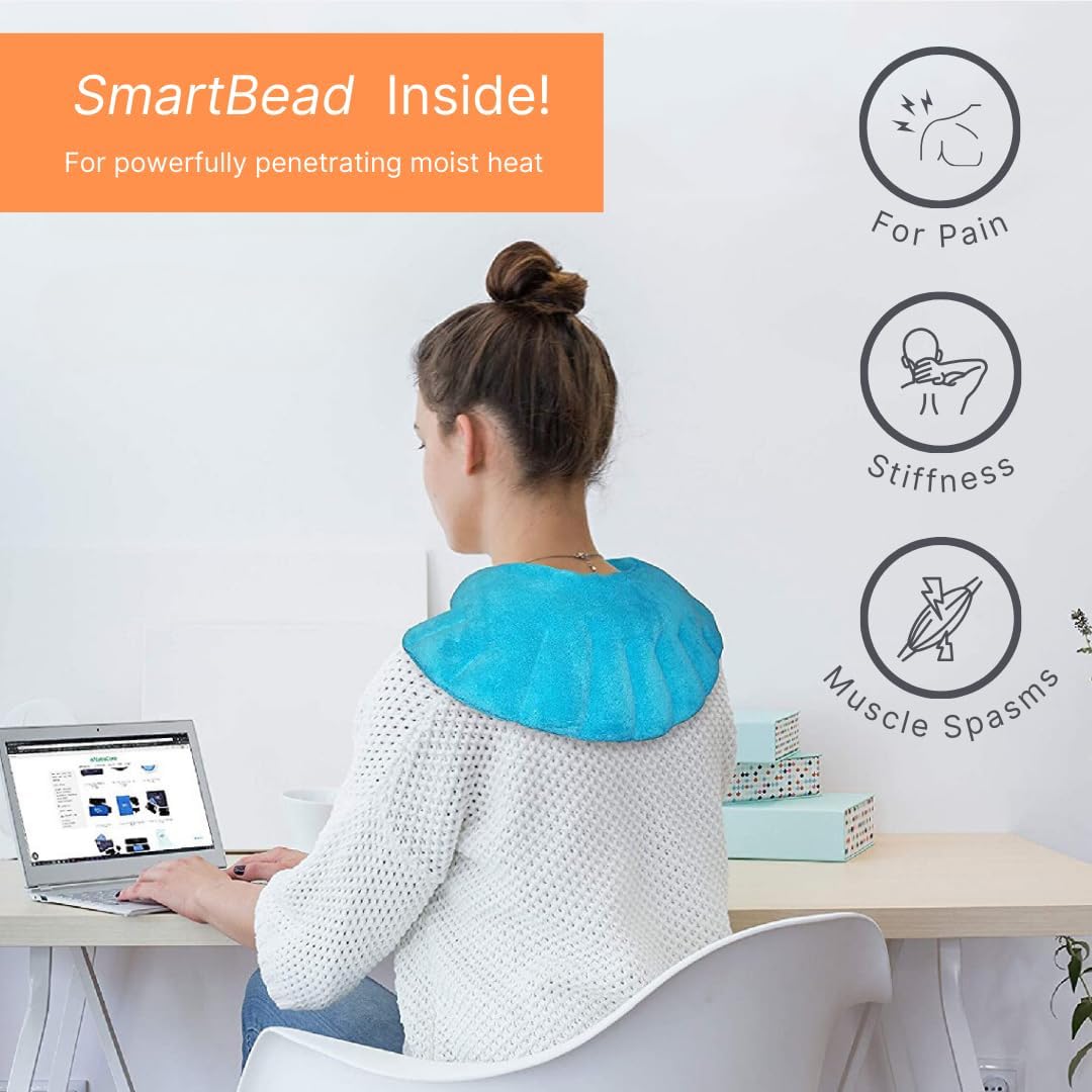 NatraCure Microwave Heating Pad for Neck, Shoulders and Back - Heated Wrap & Microwavable Warmer Moist Heating Pad with SmartBead Technology - Physical Therapy FSA, HSA, Spa Gifts - 1PK