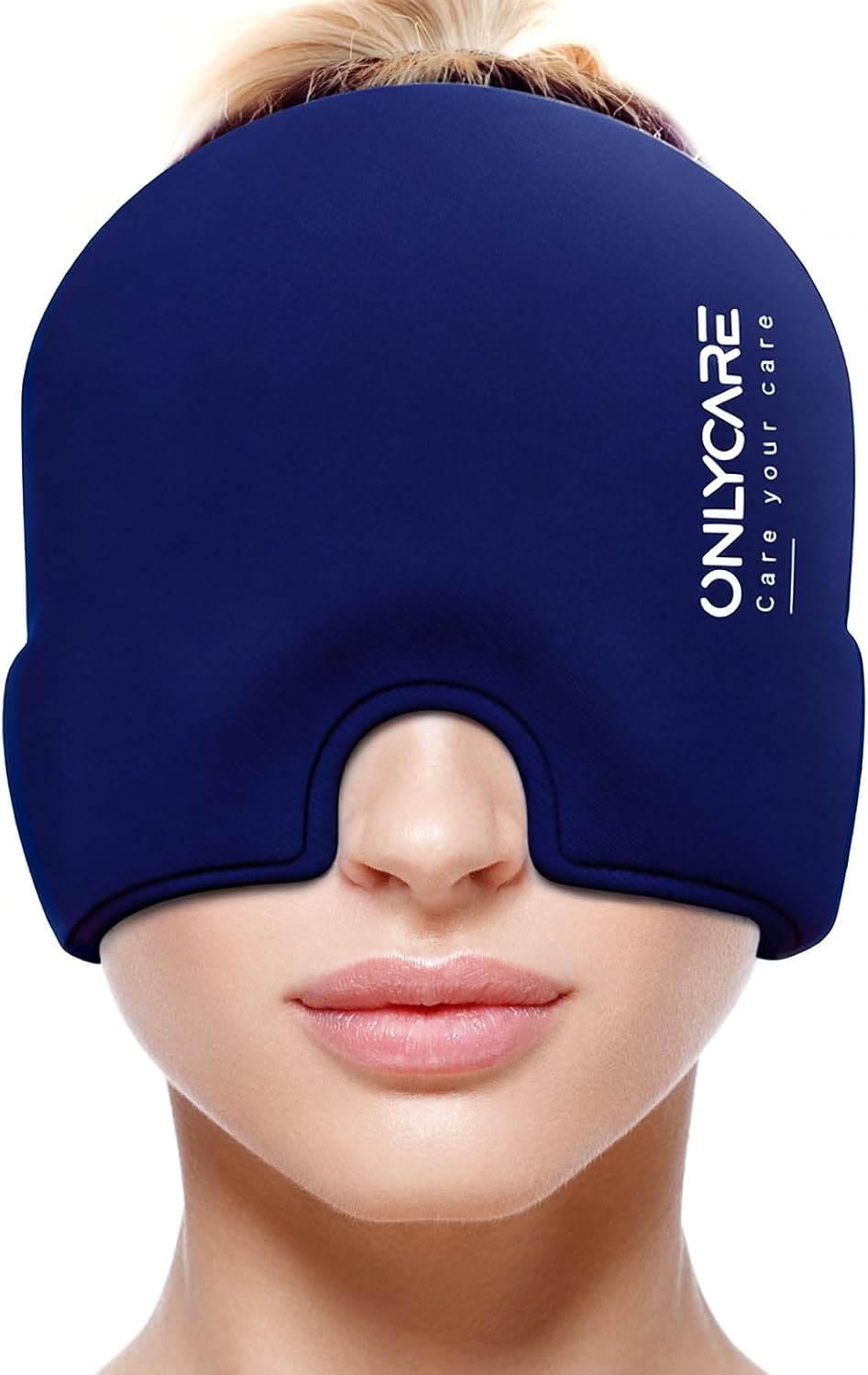 ONLYCARE Migraine Relief Cap, Headache Relief Cold Cap for Migraine Relief | Soothing Headache Ice Face Pack Mask, Cold Compress Head Wrap for Sinus, Tension, Stress, Hangover, Self Care Gifts for Women