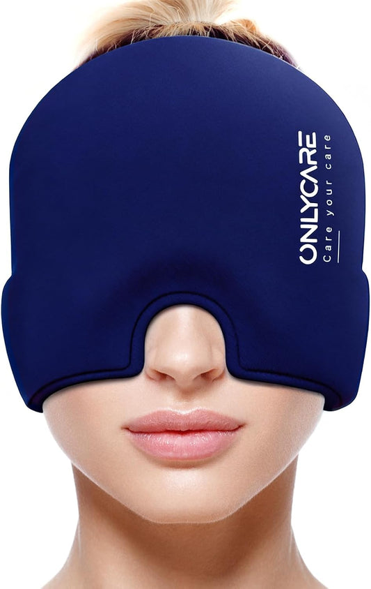 ONLYCARE Migraine Relief Cap, Headache Relief Cold Cap for Migraine Relief | Soothing Headache Ice Face Pack Mask, Cold Compress Head Wrap for Sinus, Tension, Stress, Hangover, Self Care Gifts for Women